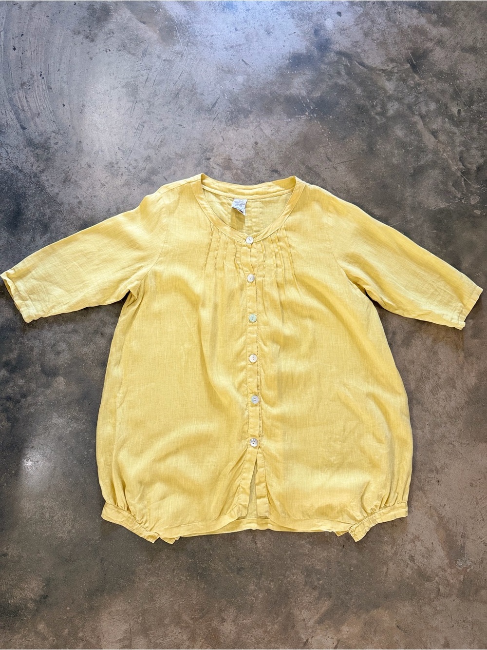 Vintage Match Point Mustard Gold 100% Linen Tunic Blouse Made USA M